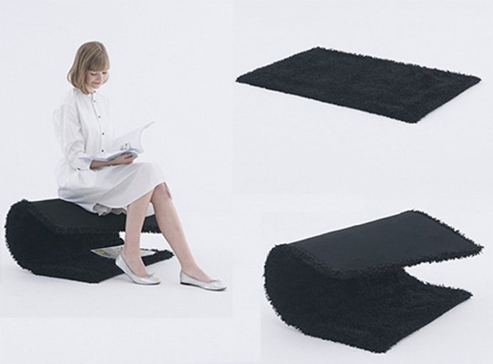 the curling carpet chair, a multifunctional item that serves as home decor for your floors as well as an extra seat to offer guests around t #modern #design #home #product #furniture #industrial #style