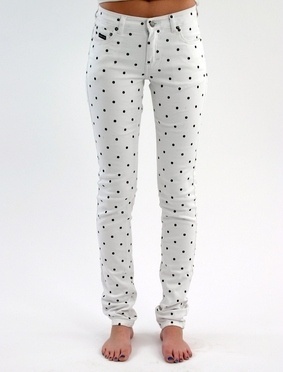 PEGLEG NYC - Item - Polka-Dot Denim #dots #pegleg #nyc #fashion #denim #polka #jeans