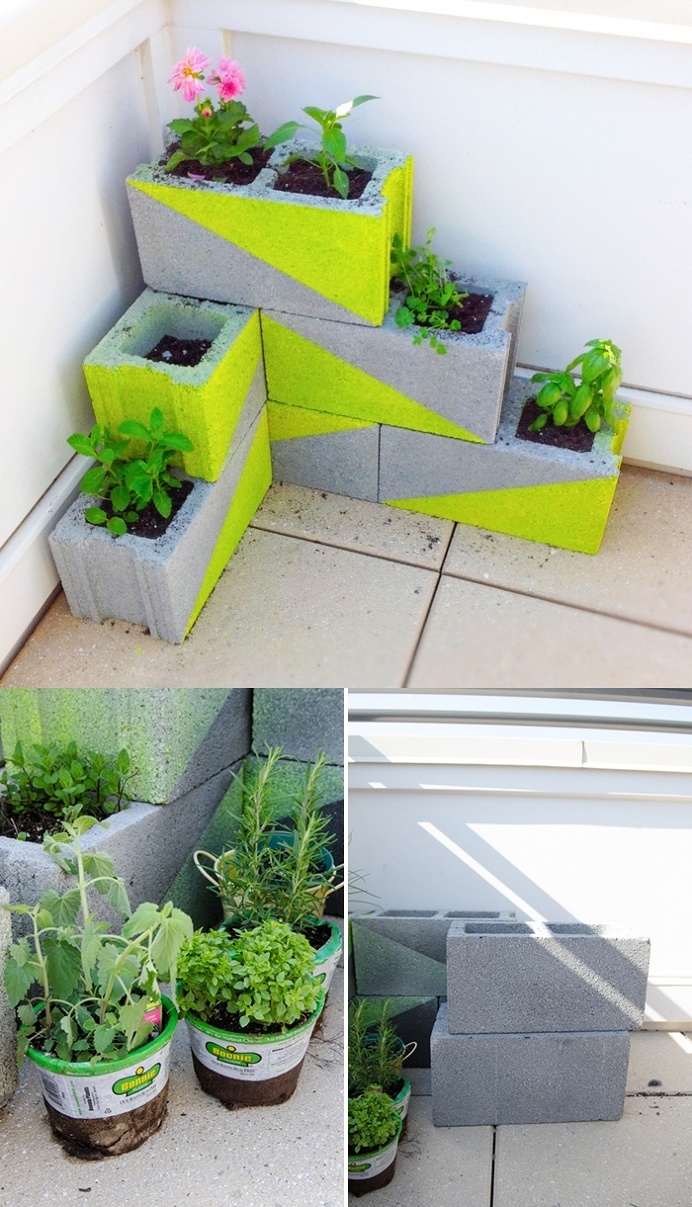 DIY Garden concrete blocks