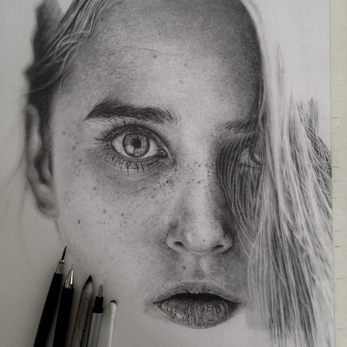 Stunning Photo Realistic Graphite Drawings by Monica Lee portraits photorealism hyperrealism graphite #illustration #black and white #sketch