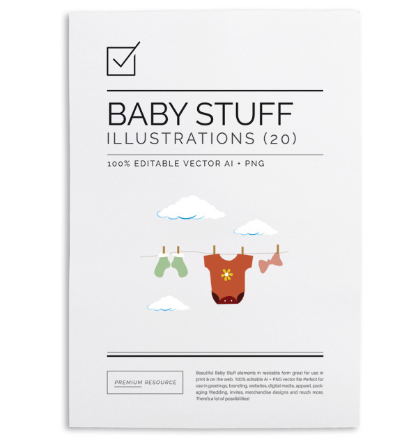 Baby Stuff Illustration Set $8.00