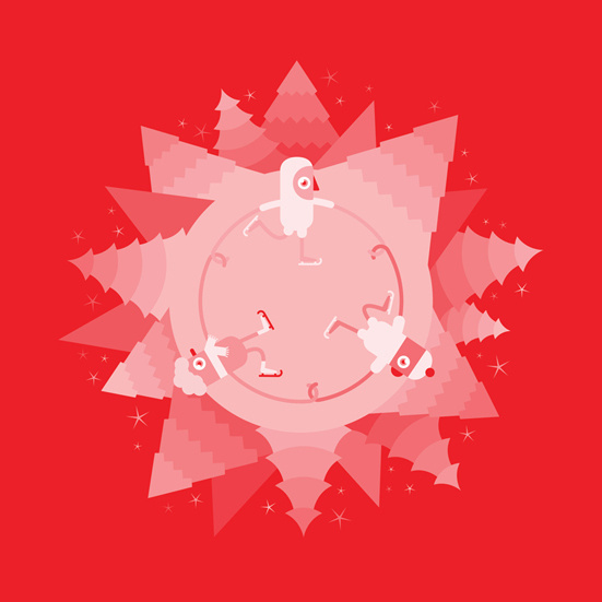 Happy Holidays #holidays #red #year #round #cold #christmas #illustration #skate #ice #trees #new