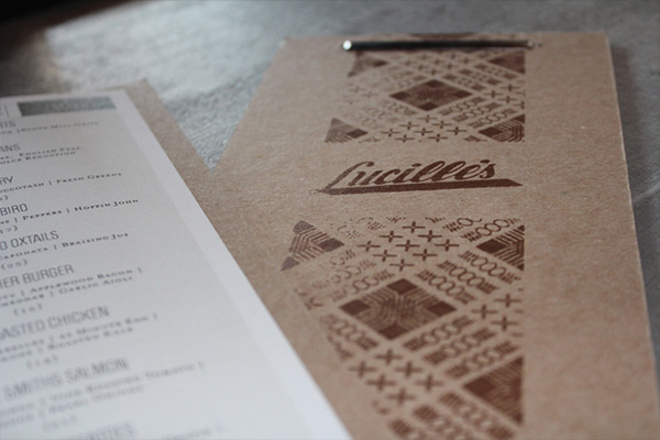 Lucille's #menu #brown #typography