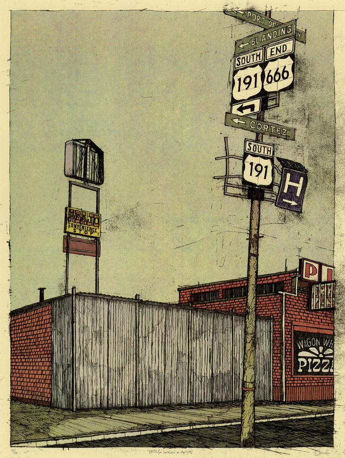 Landland — Devil Town: "84535 (no horsehead, no stoplights)" #small #print #town #landland #illustration #art #fine