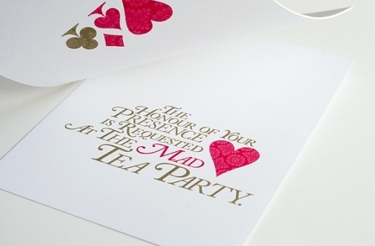 Jag Nagra is Page 84 Design #caslon #pink #invitations #gold #wonderland #typography