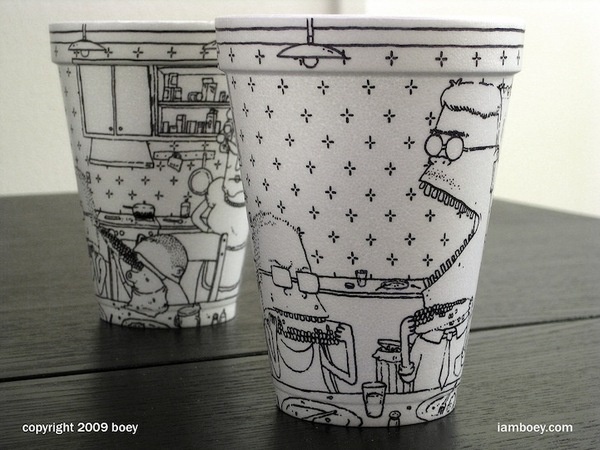 CJWHO ™ (Amazingly Detailed Illustrations Drawn on Foam...) #cups #cheeming #design #foam #illustration #drawn #boey #art #coffee