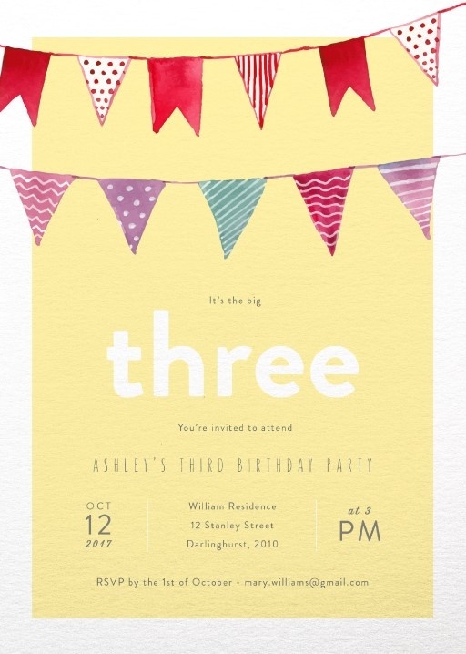 Bunting - Birthday Invitations #birthday #invitation #birthdayinvitation #birthdaycards #kids #paper #cards #digitalcard #pastel #design #p