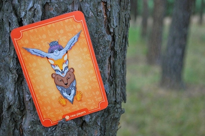 Zaczarowana Walizka #forest #totem #pattern #owl #fox #card #orange #cat #squirrel #playing #eagle #illustration #wolf #animals #bear #game
