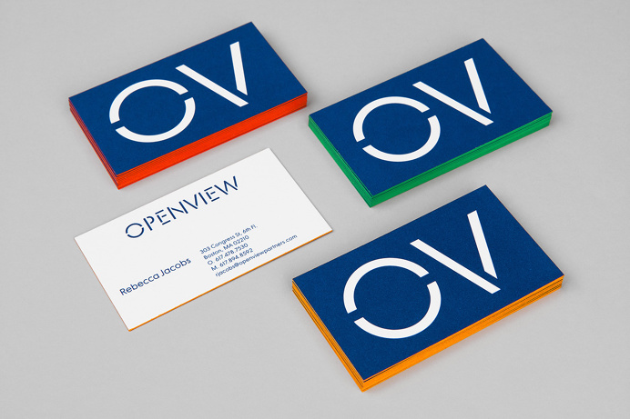 Openview branding corporate design blue Pentagram UK England London Mindsparkle Mag stationery blue marine typography designer business card