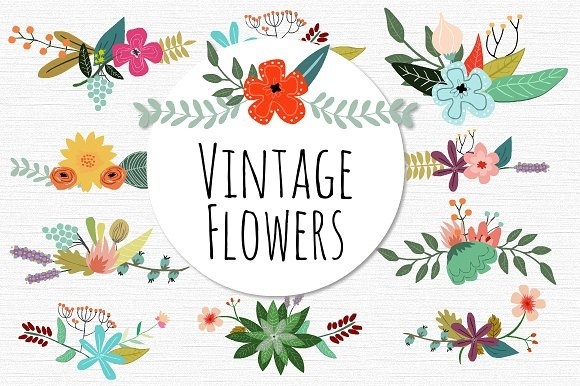 Vintage Vector Flowers - Illustrations