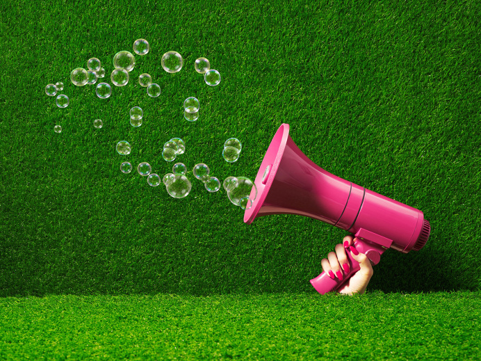summer, bubbles, megaphone