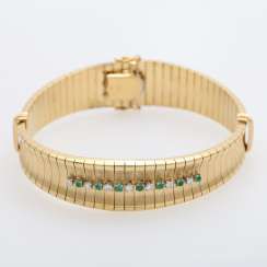 Bracelet with emeralds, together CA. 0,1 ct and brilliant-cut diamonds