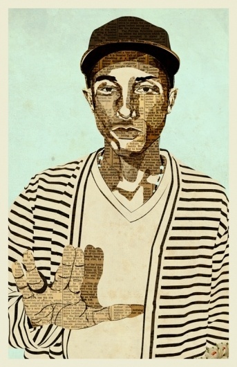 Pharrell | Illustration | KyleMosher.com #cut #pharrell #illustration #collage #paper