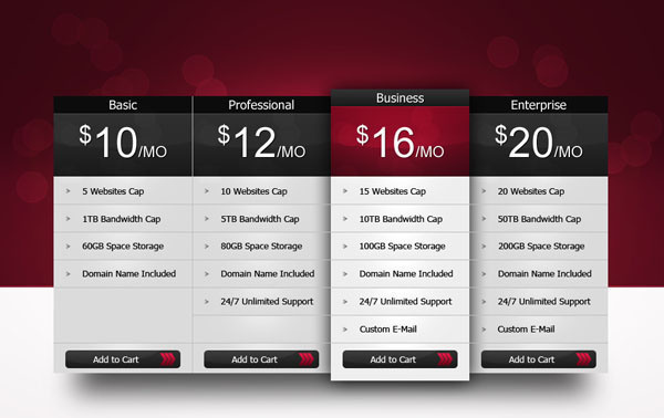 Pricing Table PSD #psd #web