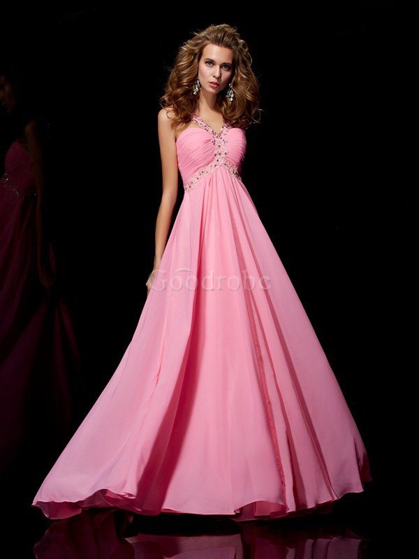 Robe de bal grandes bretelles ligne a en chiffon avec zip avec sans manches