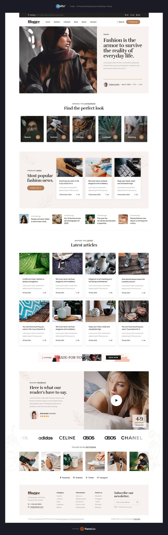 Meet the #Blogger demo of the #Crafto #WordPress #Theme — designed for #storytellers, #writers, and content creators who crave simplicity with style. With clean layouts, elegant #typography, and #AI-powered content tools, you can focus on writing while Crafto handles the rest. Perfect for personal #blogs, #travel diaries, food journals, or lifestyle sites. Start your blogging journey with design that speaks volumes. 