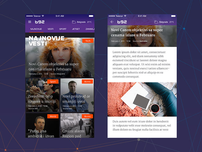 Free News App UI PSD