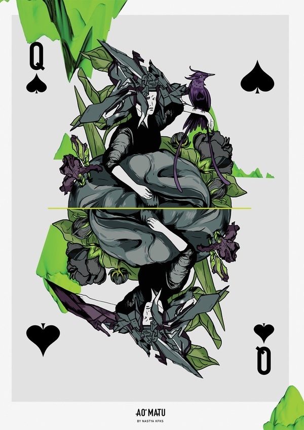 Queen of Spades print. Wall decor. With flora, tropical design by Nastya KFKS. KFKS STORE. #print #poster #playingcards #custom #kfksstore #