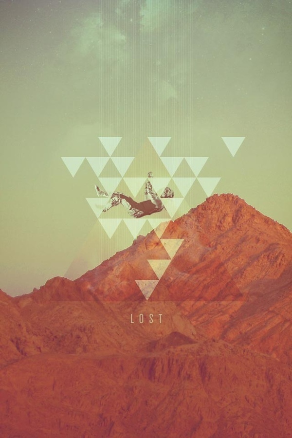 ... #mountain #pattern #falling #poster #triangles #lost