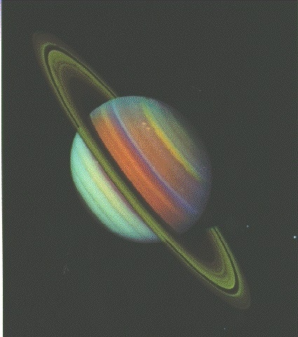 False-color view of Saturn, by Voyyager #voyager #planet