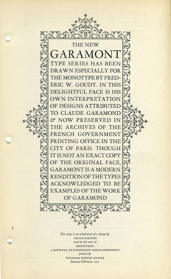 Monotype Garamont type specimen #type #specimen #typography