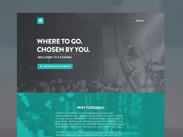 Homepages design idea #79: Fatsoma Homepage Concept 2 #website