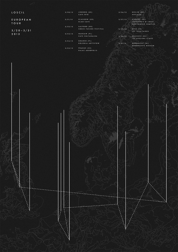 Tour poster for Loscil by Network Osaka #osaka #design #black #network #poster #electronic