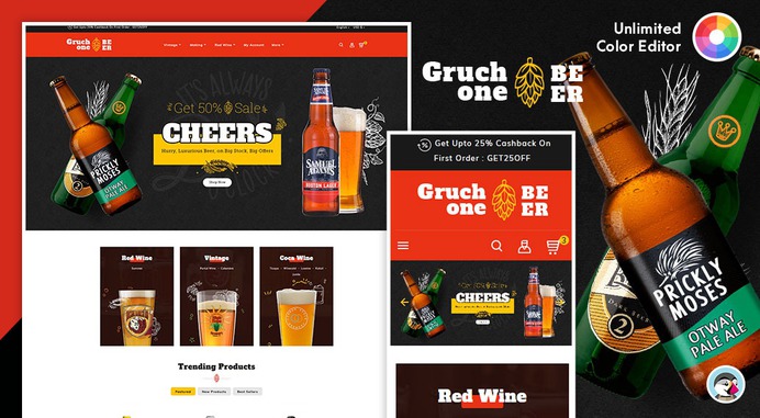#Gruchone #Beer & #Wine Store - #Prestashop #Responsive #Theme #eCommerce #Website #Design #Template