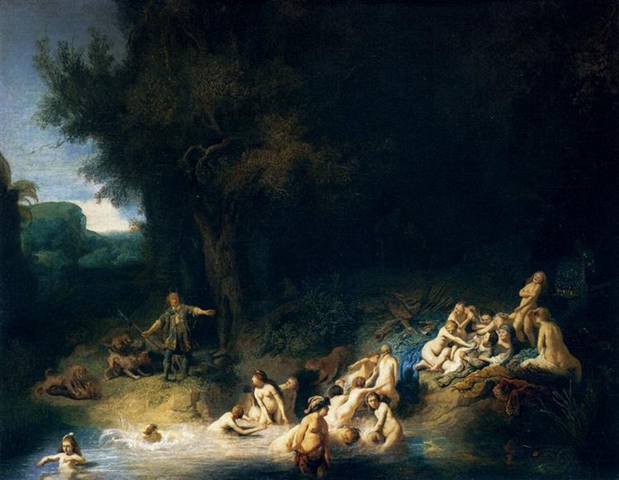 Rembrandt Van Rijn Diana Bathing with Her Nymphs Painting