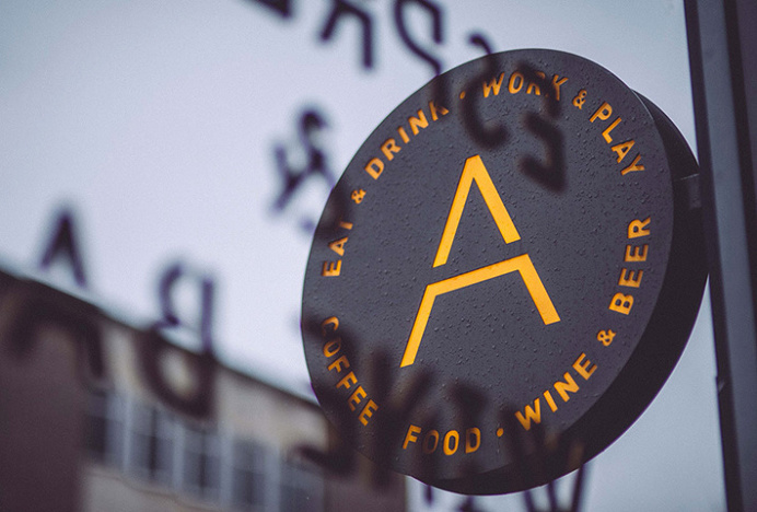 Artigiano by Post #sign #graphic design #yellow #typography #photography