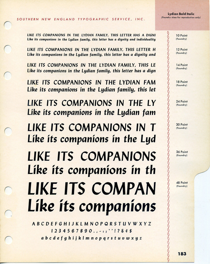 Lydian Bold Italic type specimen #type #specimen