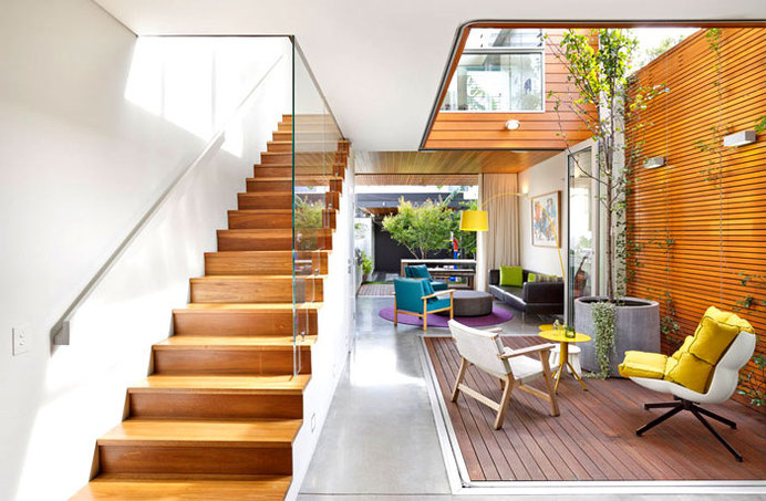 Colourful and Open Family Home by Elaine Richardson Architects symbolic inner courtyard skylights #interior #design #house #home