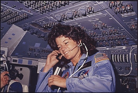 All sizes | [Sally Ride] America's first woman astronaut communitcates with ground controllers from the flight deck during the six day mission of the #sally #field #astronaut #nasa #space #photography