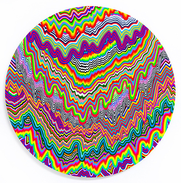 Jen stark psychedelic state #colourful #ripples #print #circle #spatter #colour #fluro #neon