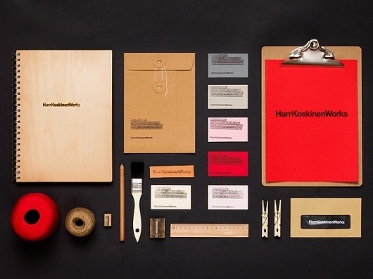 Harri Koskinen Works on Branding Served #handcrafted #stationary #wood #identity #helvetica
