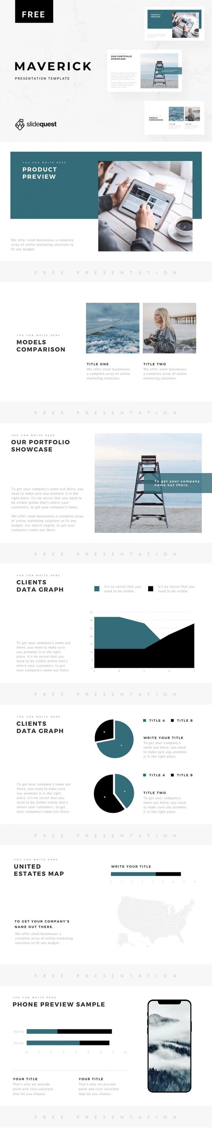 SLIDEQUEST: Maverick Free Minimal Presentation Template