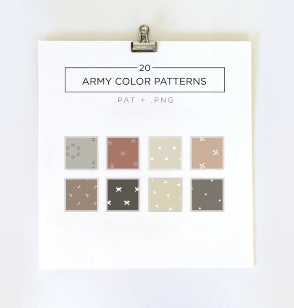 Set of 20 Army Color Minimal Seamless Pattern & digital/art papers ideal for printing or digital design.