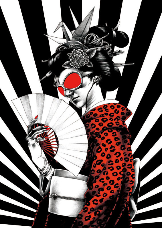 Manga illustration by Japanese artist Hakuchi.http://trendland.net/2009/06/08/hakuchi illustration/ #japanese #geisha
