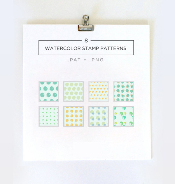 8 Watercolor stamp seamless patterns and digital papers for scrapbooking, wallpapers, fabric design, wrapping paper, apparel design, blog de