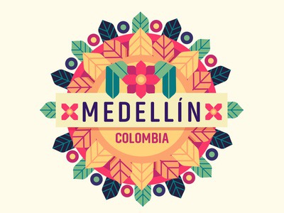 Medellin Colombia flat badge festival flowers colombia medellin