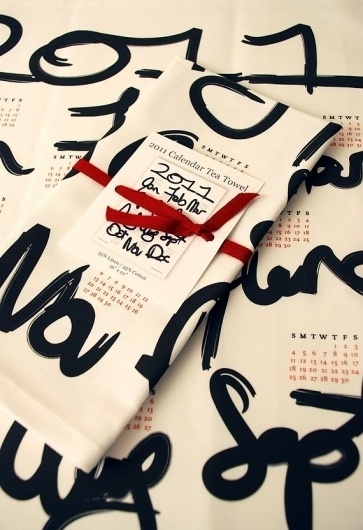 2011 Calendar Tea Towel by avrilloreti on Etsy #calendar #cotton #elegant #brush #made #hand
