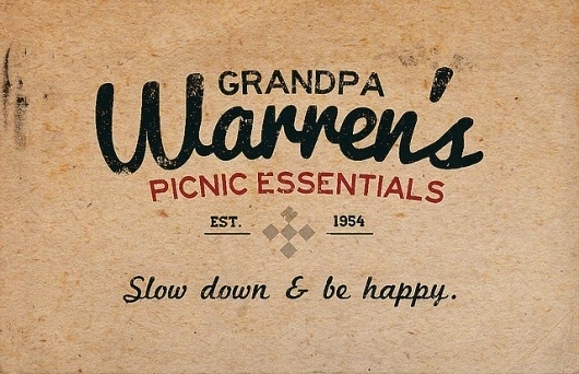 All sizes | Slow down & be happy. | Flickr - Photo Sharing! #branding #grandpa #warrens #design #graphic #essentials #picnic #logo #typography