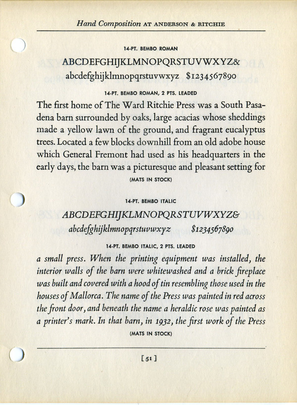 Bembo type specimen. #type #specimen #typography