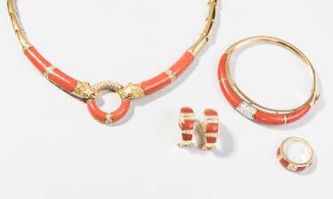 Korallen-Brillant-Parure