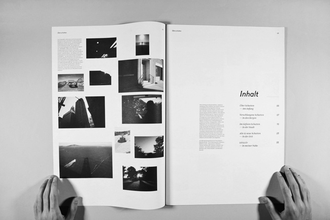 ÜBERSCHATTEN — DIPLOMARBEIT - Sebastian Schichel #white #fugue #black #spread #and #editorial #magazine #typography
