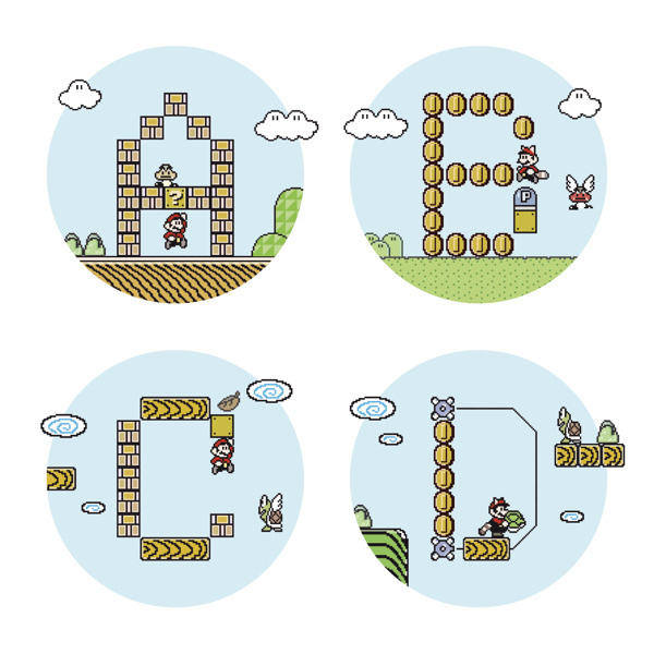 Super Mario Font 3 on Behance #font #nintendo #mario #bros #basile #8bit #typo #francesco