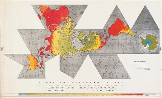buckminster fuller, dymaxion world map #dymaxion #world #map #cartography #1943 #buckminster #life #fuller #magazine