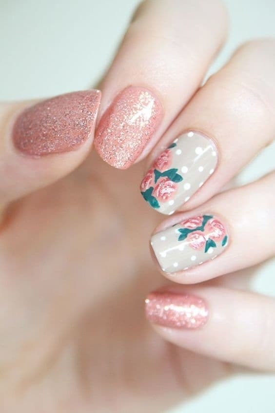 Classic Rose Flowers Nail Art Designs