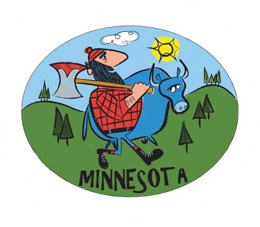 Minnesota - The Everywhere Project #minnesota #brad #cow #illustration #axe #renner