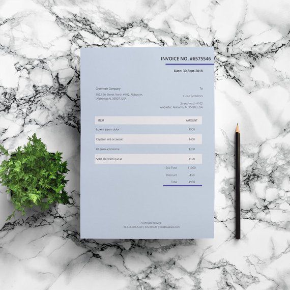 Invoice Template | Editable Invoice | Blue Invoice | Word Invoice | Invoice Design | Custom Invoice | Modern Invoice | Professional Invoice